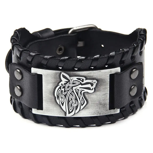 Vintage Leather Viking Braided Bracelet for Men